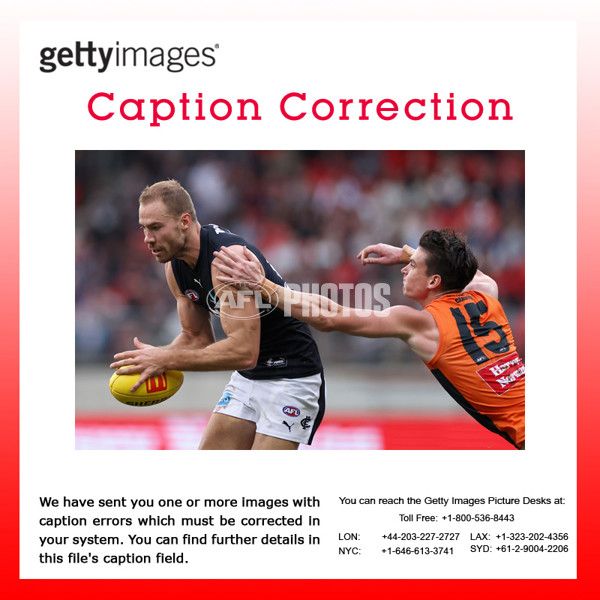 CAPTION CORRECTION: AFL Rd 3 - GWS v Carlton - A-1050324