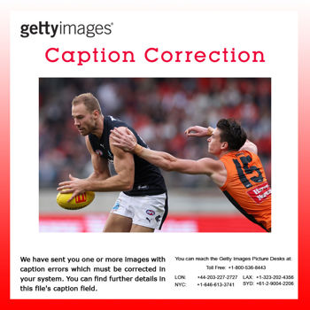 CAPTION CORRECTION: AFL Rd 3 - GWS v Carlton